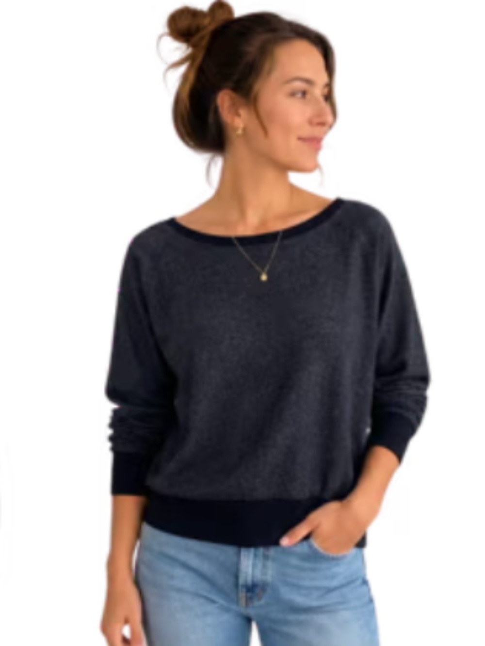 Pact Organic Womens Slouchy Sweatshirt 100% Organic Cottton Soft Black Small